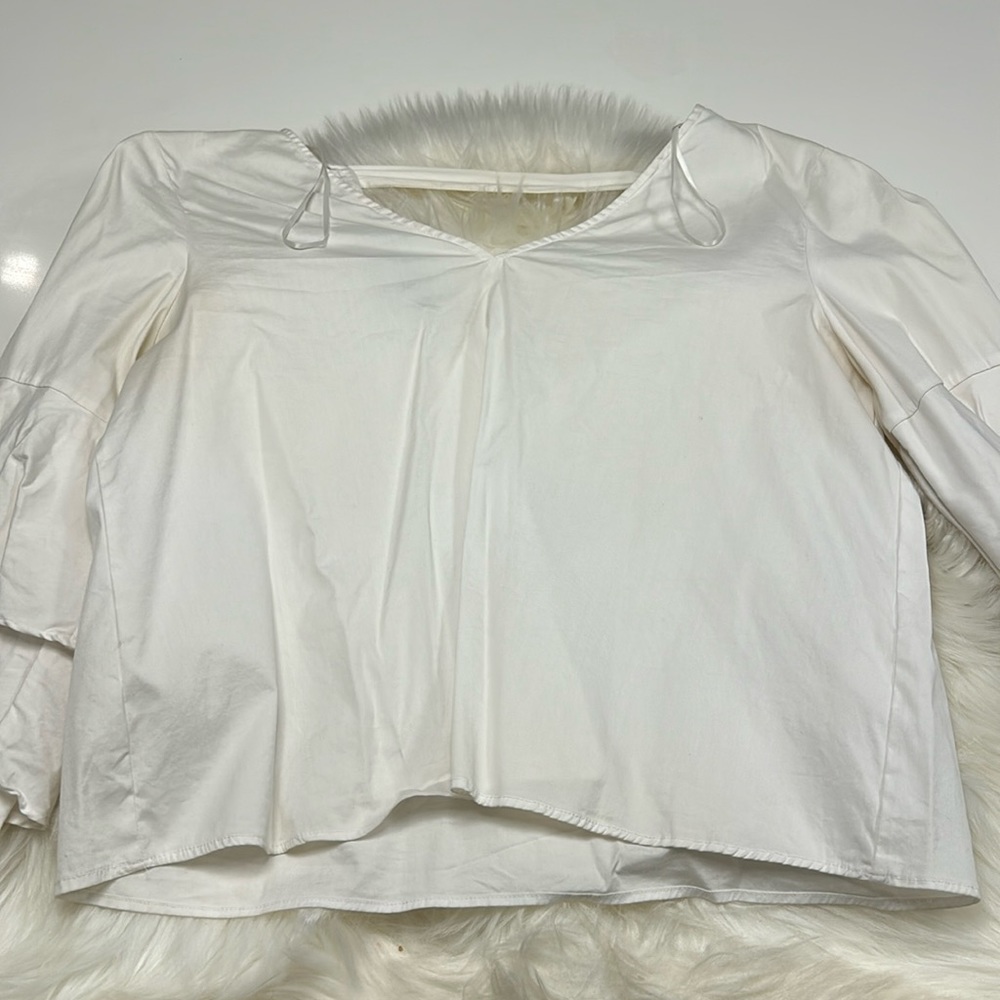 Zara Long Sleeve White Top Size Medium